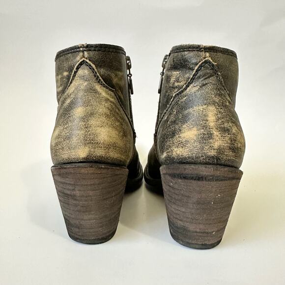 LIBERTY BLACK Western Boots Brown Leather Distressed Cowgirl Booties - Picture 7 of 12